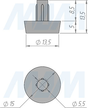 Размеры круглого подпятника (артикул КРУГЛЫЙ)