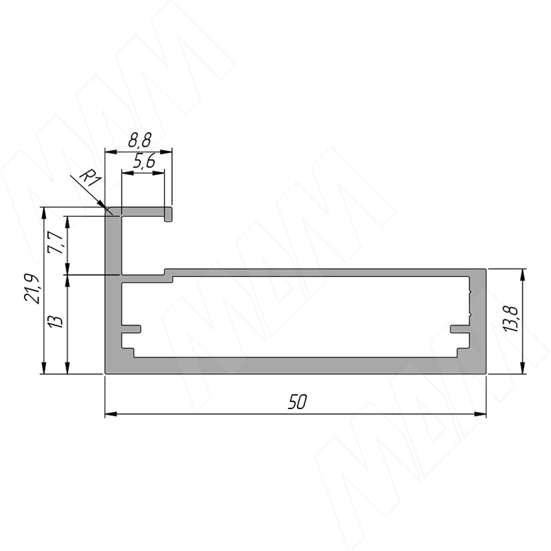 PRIME Профиль рамочный широкий, 50х20х8, черный брашированный (анод), L-3000 фото товара 2 - FP00297BLB-S3