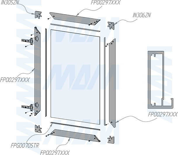 Установка широкого рамочного профиля PRIME, 50x20x8 мм (артикул FP00297), схема 1