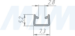 Размеры уплотнителя для профиля SECRET MAXI (артикул PR010105GBL)