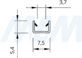 Размеры уплотнителя под профиль SECRET MAXI (артикул PR010105G)