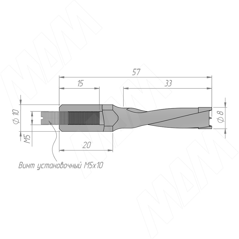 Сверло глухое D=8мм, L=57мм, LH, серия Professional фото товара 2 - 5020457