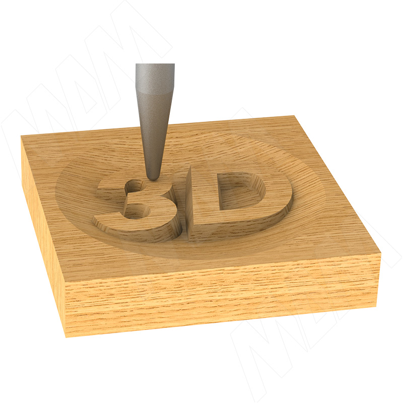 Фреза коническая для 3D рельефа D=3, CL=30,5, SD=6, TL=75, Z=2 фото товара 3 - TBN3-30.5S675Z2