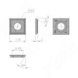Сменная твердосплавная пластина 14x14x2мм 30 град, FK07 (комплект 10 шт) 141420-04, фото 2