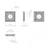 Сменная твердосплавная пластина 14x14x2мм 30 град, FK08 (комплект 10 шт) 141420-58, фото 2