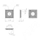 Сменная твердосплавная пластина 14x14x2мм 30 град, фаска R=0.5,  FK08 (комплект 10 шт) 1414204R05-58, фото 2