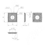 Сменная твердосплавная пластина 14x14x2мм 30 град, R=150, фаска R=0.5,  FK08 (комплект 10 шт) 141420R1504R05-58, фото 2