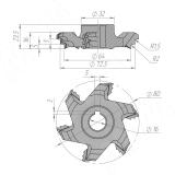 Алмазная фреза для снятия свесов D80xd16xh16 6Z R1,5 and R2 RH 66200900019R-R2, фото 1