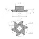 Алмазная фреза для обработки углов D70xd20xh13 6Z R2 LH 6630090017L-R2, фото 1