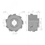 Алмазная прифуговочная фреза 100x30xH43,6x3(3+1) LH (всего 12 ножей) 6640012034L, фото 1