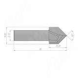 Фреза профильная V образная 90° D=19,05 H=19,05 S=12, Z=2, ? = 90 C108-19-19S12, фото 1