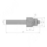 Фреза профильная с нижним подшипником D=16,7 H=12,7 S=8 Z=2 R1=12,7 подшипник 12,7 C116-16-12S8, фото 1