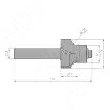 Фреза профильная с нижним подшипником D=22,2 H=12,7 S=8 Z=2 R1=4,76, подшипник 12,7 C116-22-12S8, фото 1