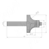 Фреза профильная с нижним подшипником D=31,75 H=15,75 S=8 Z=2 R1=9,53, подшипник 12,7 C116-31-15S8, фото 1