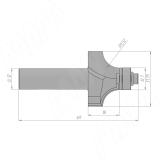 Фреза профильная с нижним подшипником D=31,75 H=18 S=12 Z=3 R1=9,53, подшипник 9,5 C117-31-18S12, фото 1