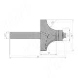 Фреза профильная с нижним подшипником D=36,7 H=19 S=8 Z=2 R1=12, подшипник 9,5 C117-36-19S8, фото 1