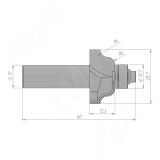 Фреза профильная с нижним подшипником D=27 H=13,3 S=12 Z=2 R1=4 подшипник 9,53 C118-27-13S12, фото 1