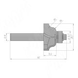 Фреза профильная с нижним подшипником D=27 H=13,3 S=8 Z=2 R1=4 подшипник 9,53 C118-27-13S8, фото 1