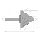 Фреза профильная с нижним подшипником D=35 H=18,5 S=6 Z=2 R1=6,35 подшипник 9,53 C118-35-18S6, фото 1