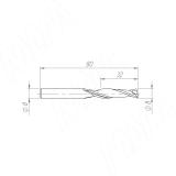 Фреза спиральная твердосплавная D8xL32, S8xGL80, Z2, Up/Rh, чистовая (по алюминию) KF-111-08-32-8-alu, фото 1