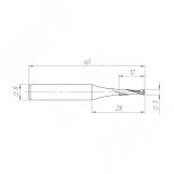 Фреза спиральная твердосплавная D3xL12, S8xGL50, Z2, Up/Rh, чистовая KF-112-03-12-8, фото 1