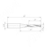 Фреза спиральная твердосплавная D4xL23, S8xGL60, Z2, Up/Rh, чистовая KF-112-04-23-8, фото 1