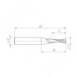 Фреза спиральная твердосплавная D5xL17, S8xGL60, Z2, Up/Rh, чистовая KF-112-05-17-8, фото 1