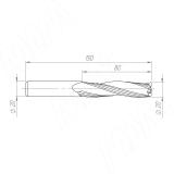 Фреза спиральная твердосплавная D20xL80, S20xGL150, Z3, Up/Rh, чистовая KF-113-20-80-20, фото 1