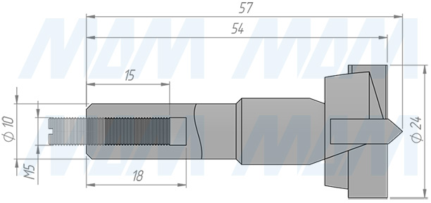 Размеры чашечного сверла, D=24мм, L=57мм, LH (артикул 12021157)