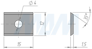 Размеры сменной твердосплавной двухсторонней пластины 15x12x1.5мм FK08 (артикул 151215-58)