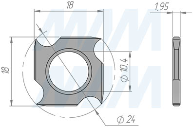 Размеры сменной твердосплавной пластины 18x18x1.95мм FK08 (артикул 1818195-58)