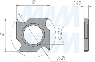 Размеры сменной твердосплавной пластины18x18x2.45 мм FK08 (артикул 1818245-58)