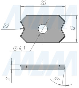 Размеры цикли радиусной 20x12x2 R=2 (артикул 201220R2-07)