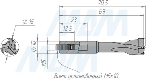 Размеры чашечного сверла D=35 мм, L=70 мм, RH серия Professional (артикул 3FP1570RH)