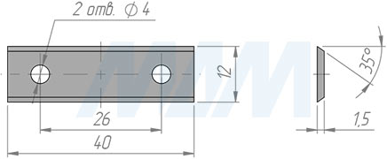 Размеры сменной твердосплавной двухсторонней пластины 40x12x1.5мм FK18 (артикул 401215-03)