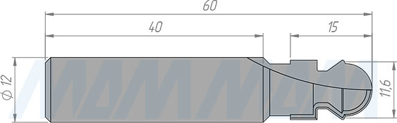 Размеры концевой фрезы для установки мебельного корректора STWF017, D=11,6 мм, S=12 мм (артикул54002000878)