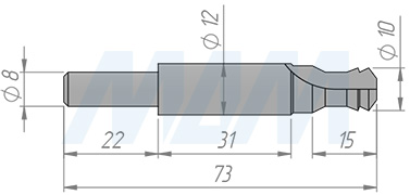 Размеры концевой фрезы D=10, S=12 для фурнитуры OVVO V1230 (артикул 7940411)