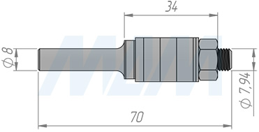 Размеры державки без подшипника (артикул C117.079.R)