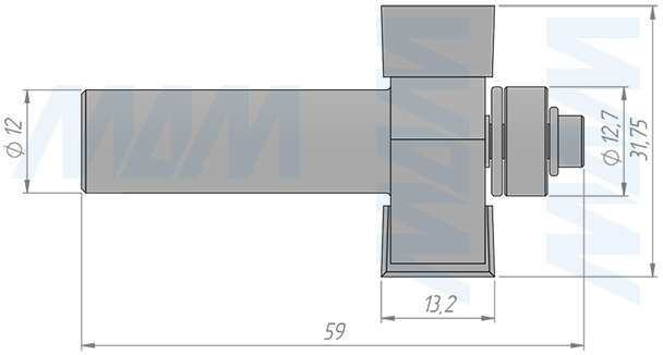 Размеры фрезы для выборки четверти D=31,75 H=13,2 S=12 Z=2 подшипник 12,7 (артикул C121-31-13S12)