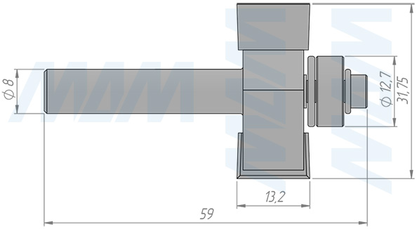 Размеры фрезы для выборки четверти D=31,75 H=13,2 S=8 Z=2 подшипник 12,7 (артикул C121-31-13S8)
