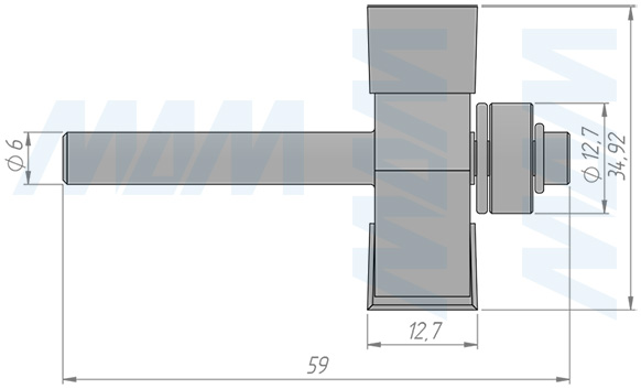 Размеры фрезы для выбоки четверти D=34,92 H=12,7 S=6 Z=2 подшипник 12,7 (артикул C121-34-12S6)