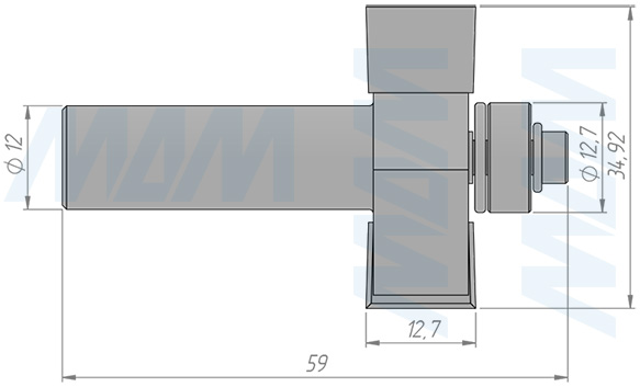 Размеры фрезы для выборки четверти D=34,92 H=12,7 S=8 Z=2 подшипник 12,7 (артикул C121-34-12S8)