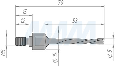 Размеры глухого сверла, D=5 мм, L=63 мм, LH серии Standard (артикул C563LH)