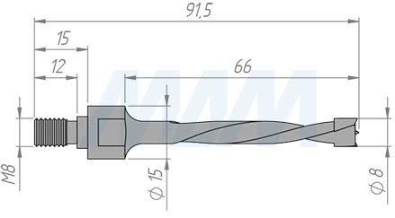 Размеры глухого сверла, D=7 мм, L=75 мм, LH серии Standard (артикул C775LH)