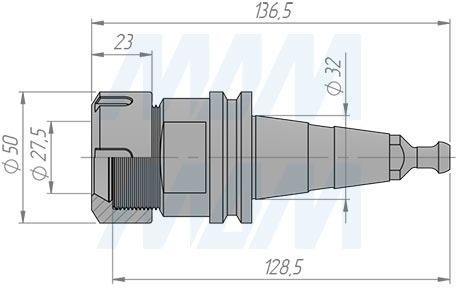 Размеры патрона цангового ISO30 ER32 RH L=60 мм удлиненного (артикул CH-ISO30-ER32-60R)