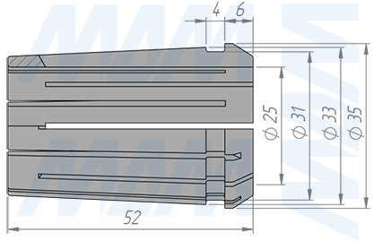 Размеры цанги 462E OZ25 25 мм (артикул COL-462E/OZ25-D25)
