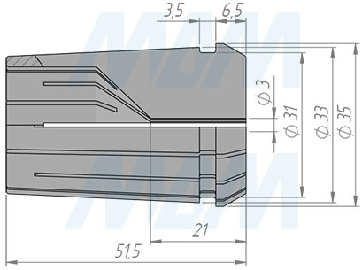Размеры цанги 462E OZ25 3 мм (артикул COL-462E/OZ25-D3)