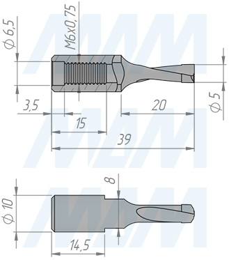 Размеры пазовой фрезы DOMINO D 6-NL 28 HW-DF 500 (артикул F160.060.R)
