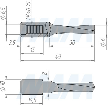 Размеры пазовой фрезы DOMINO D  6-NL 28 HW-DF 500 (артикул F160.060.R)