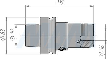Размеры гидропатрон HSK63F 16 мм (артикул GCH-HSK63F-D16)